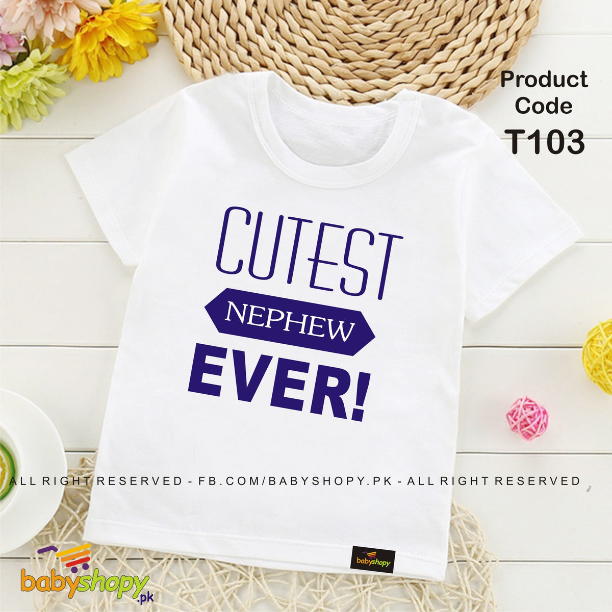 cutest nephew ever baby t shirt