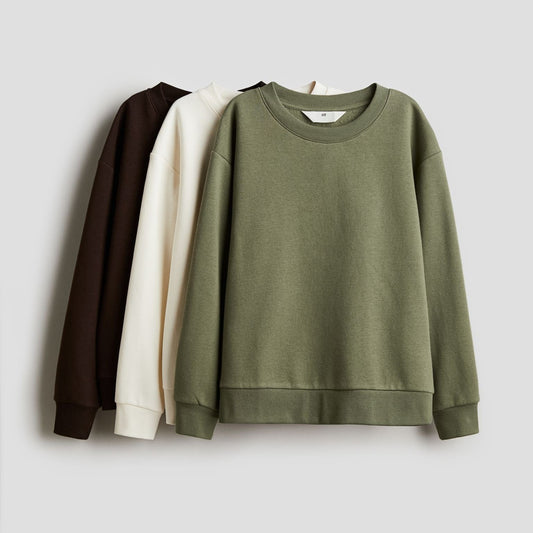 PACK OF 3 Soft, Stylish & Affordable: Kids' Plain Sweatshirts