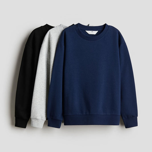 PACK OF 3 Soft, Stylish & Affordable: Kids' Plain Sweatshirts