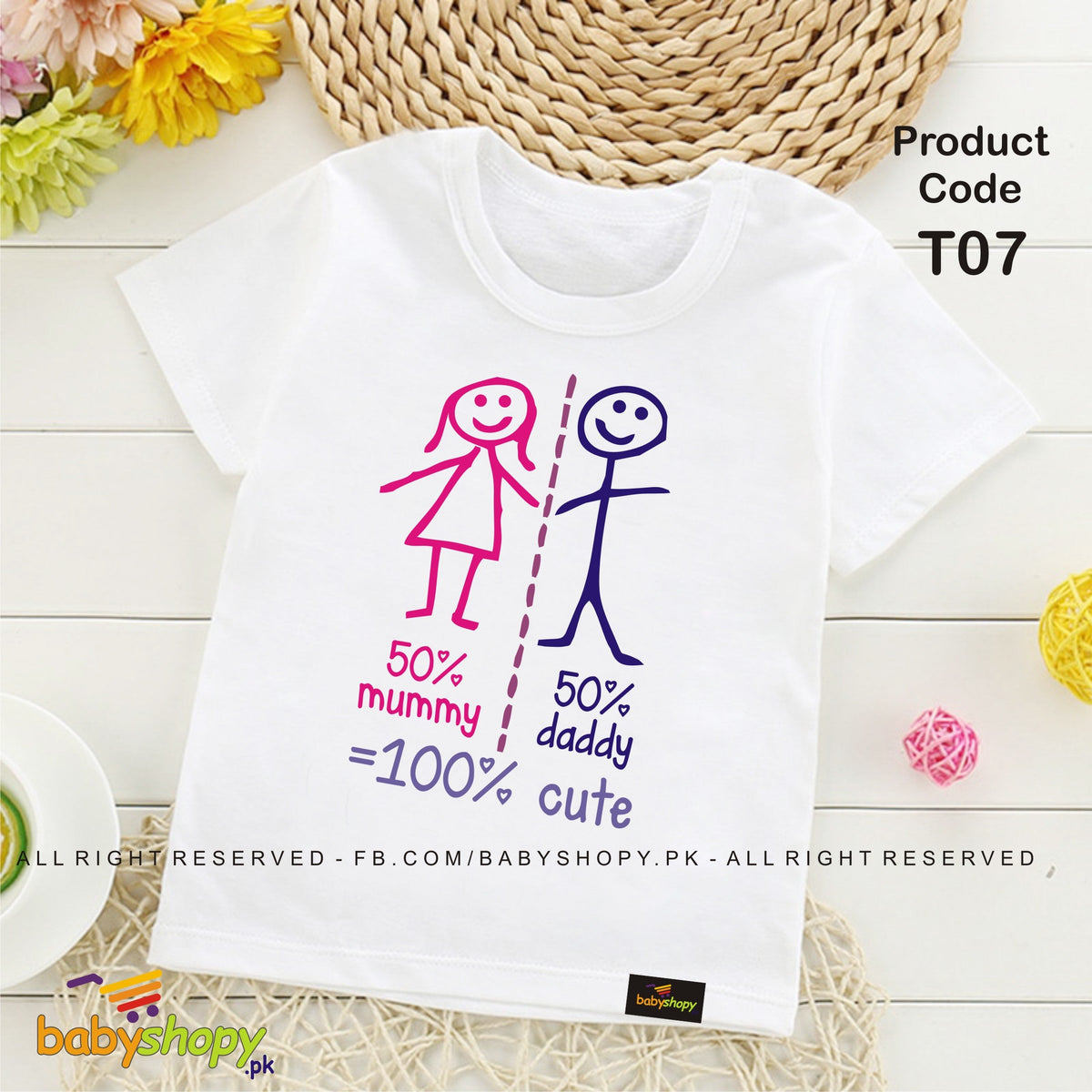 50mummy 50 daddy =100 cute baby t shirt
